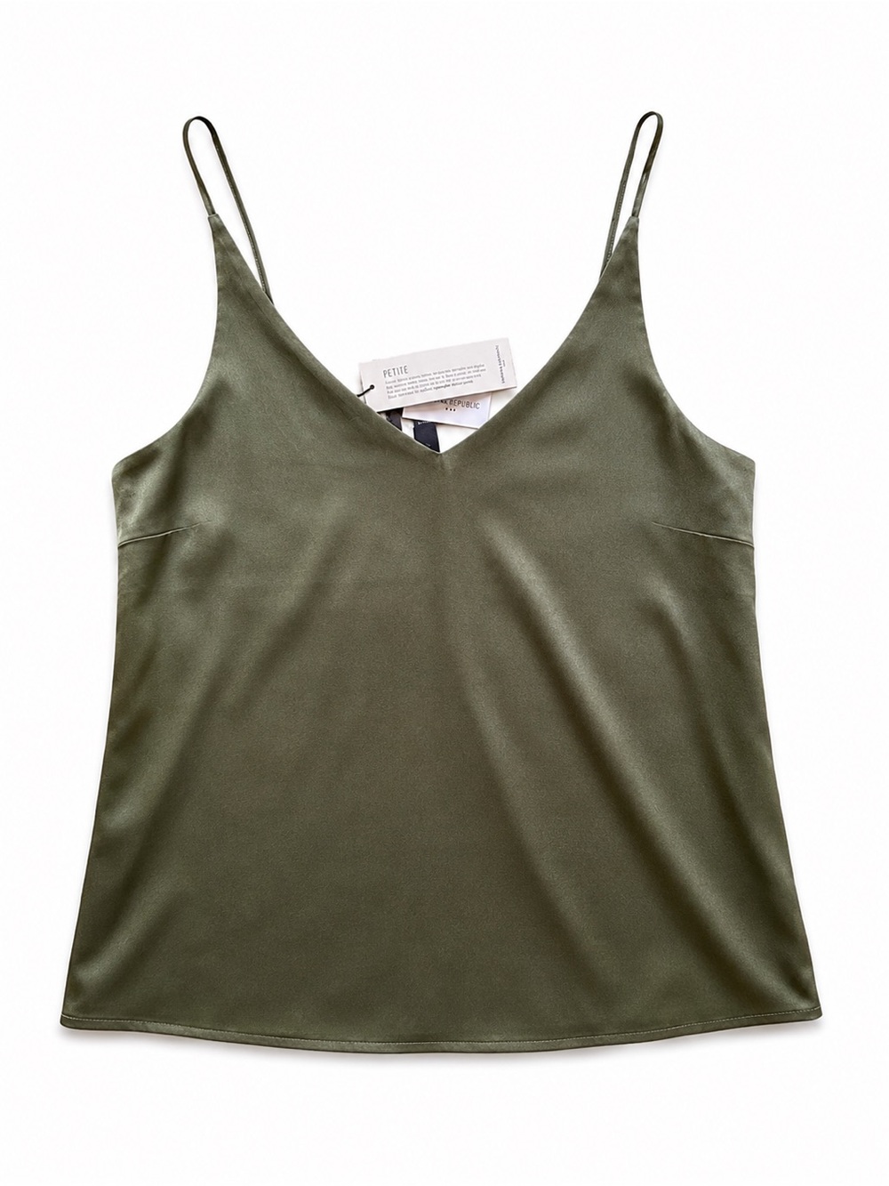 NWT Banana Republic Petite Olive Satin Cami Tank Top | Size S
